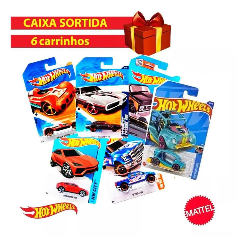 Kit 6 Carrinhos Hot Wheels -Sortidos 1/64 - Mattel - Carrinhos de